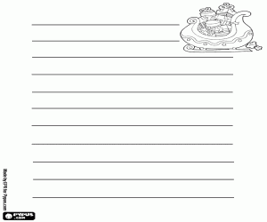 раскраска Катание на санях с подарками,Рождество письмо