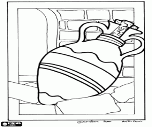 раскраска Керамика сосуд с кошерной пищи