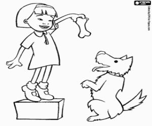 раскраска Кику с собакой