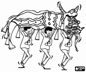 раскраска Китайский дракон в праздновании