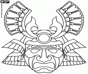 раскраска Классическая маска самурая