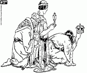 раскраска Классическое обожание трех королей