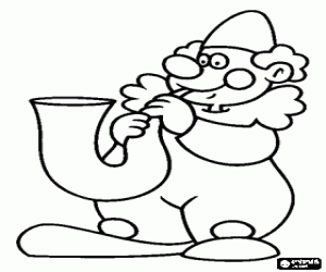 раскраска Клоун играет на саксофоне