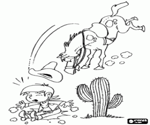 раскраска Ковбой упала с лошади