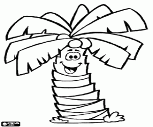 раскраска Кокосовая пальма, пальмы с кокосами