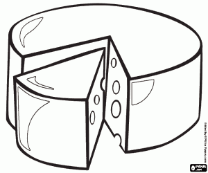 раскраска Колесо сыра и вырезанные кусок
