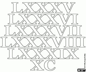 раскраска Количество 85 – 90 согласно римляне