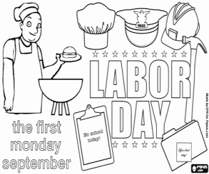 раскраска Конец лета в США, Labor Day
