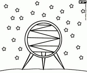 раскраска Космическая станция на планете