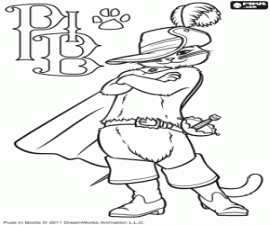 раскраска Кот в сапогах с мечом