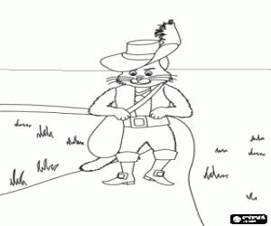 раскраска Кот с сапогах и сумка