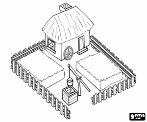 раскраска Крестьянский дом с водой хорошо
