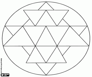 раскраска Круговая мандала с янтрой