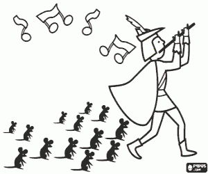 раскраска Крысы после Крысолов из Хамельна