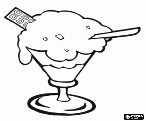 раскраска Кубок с мороженое, сливки и печенье