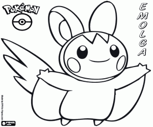 раскраска Летающие Pokemon, Emolga