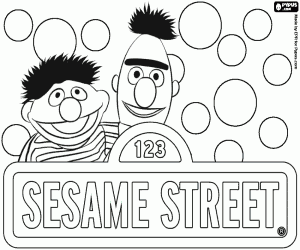 раскраска Логотип Sesame Street с Влас и Еник