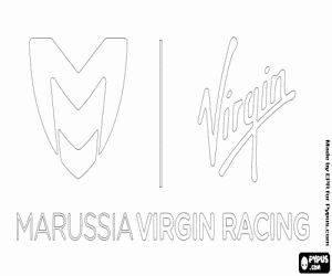 раскраска Логотип Вёрджин команда Формулы-1, Marussia Virgin Racing