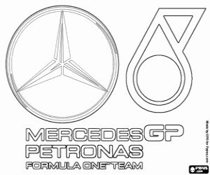 раскраска Логотип Мерседес-Бенц, Mercedes GP Petronas F1 Team