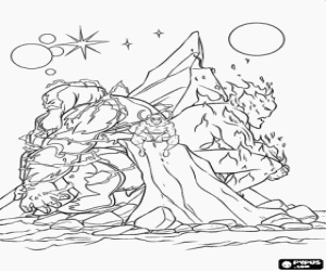 раскраска Локи, Тор в противника