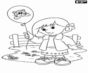 раскраска Люси с воздушным шаром