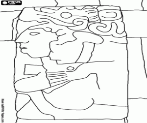 раскраска Майя рельеф, Паленке, Мексика