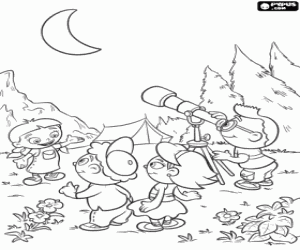 раскраска Маленькие Эйнштейны и телескоп