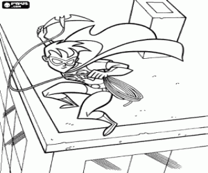 раскраска Мальчик Робин с веревкой