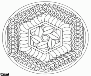 раскраска Мандала с шестиугольников