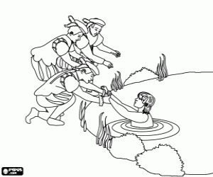 раскраска Маркиз тонет в реке