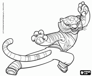 раскраска Мастер тигрица в нападении