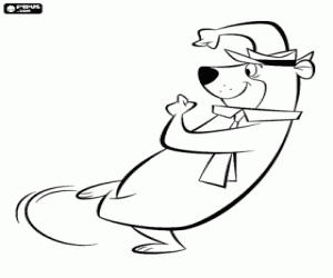 раскраска Медведь йоги начинает работать