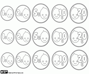 раскраска Мелкие монеты, Pypus в банк