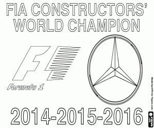 раскраска Мерседес, F1 чемпион 2014-15-16