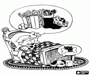 раскраска Мечты о рождественских подарков