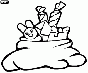 раскраска Мешок подарков Рождества и плюша