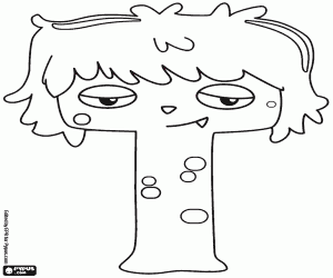 раскраска Молодой монстр буква T