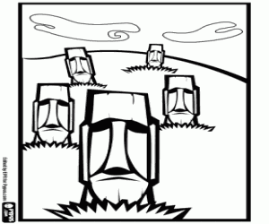 раскраска Неполные моаи, парк Рапа-Нуи