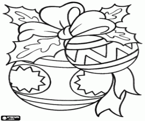 раскраска Новогодние шары с лентой