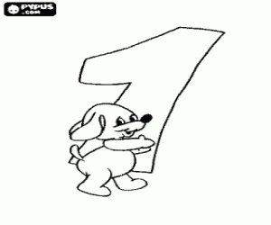 раскраска Номер 1 с собакой