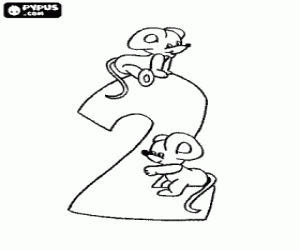 раскраска Номер 2 с двумя мышами