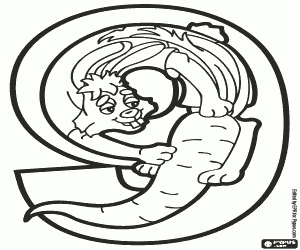 раскраска Номер девять, кролик и морковь