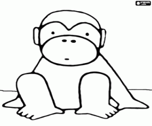 раскраска Обезьянка сидит на полу