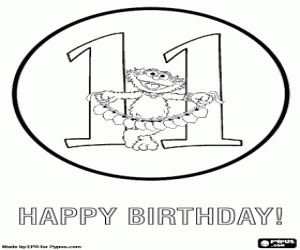 раскраска Одиннадцать день рождения Зои и сердцем