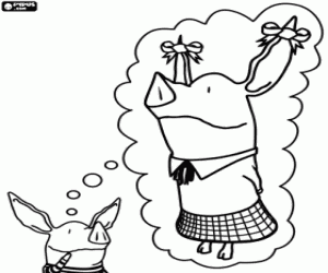 раскраска Оливия поросенок и ленты лук