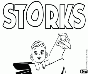 раскраска Оригинальный логотип Storks, Аисты