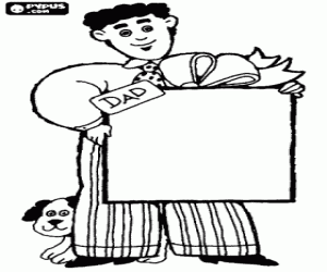 раскраска Отец с собакой и подарок