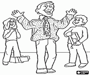 раскраска Отец счастливый с подарком