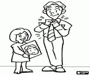 раскраска Отец, узел галстука и портрет