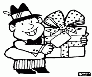 раскраска Отец с шляпу и подарок